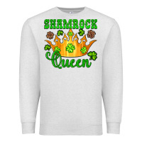 Oatmeal Heather shamrock queen crown leopard glitter Premium Sweatshirt - Artiststas