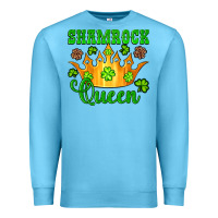 Ocean Blue shamrock queen crown leopard glitter Premium Sweatshirt - Artiststas