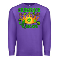 Purple shamrock queen crown leopard glitter Premium Sweatshirt - Artiststas