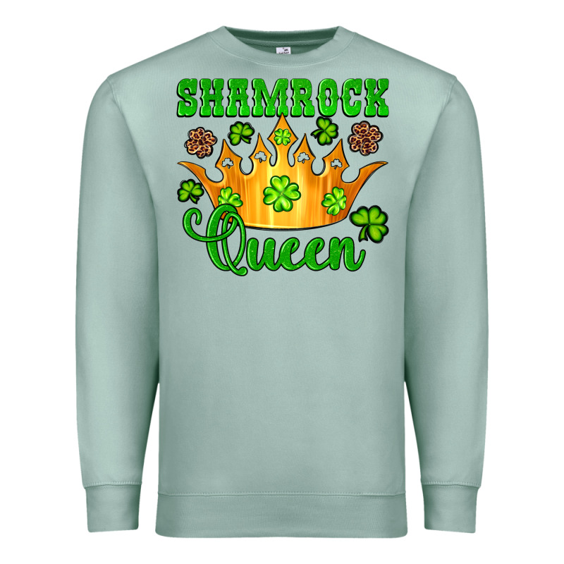 Shamrock Queen Crown Leopard Glitter Premium Sweatshirt by Artiststas | Teevron