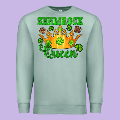 Shamrock Queen Crown Leopard Glitter Premium Sweatshirt Designed By Artiststas