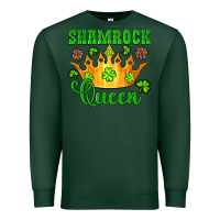 Sports Green shamrock queen crown leopard glitter Premium Sweatshirt - Artiststas