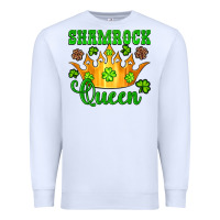 White shamrock queen crown leopard glitter Premium Sweatshirt - Artiststas