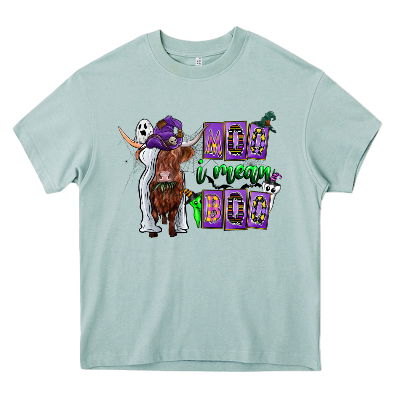 Moo I Mean Boo Heavy Core Tee by CowhideDigitalArt | Teevron
