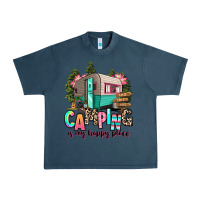 Midnight Navy camping is my happy place Urban Heavy Tee - RanaPortraitStore