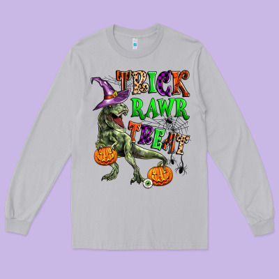 Trick Rawr Treat Long Sleeve Tee Designed By Zillion Design Studio