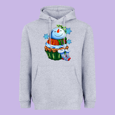 Snowman Cupcake Heavyweight Hoodie Designed By Adodesignshop