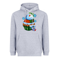 Heather Grey snowman cupcake Heavyweight Hoodie - AdoDesignShop