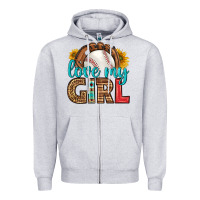 Heather Grey love my girl baseball Zipper Hoodie - HRA Design Shop