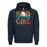 Navy love my girl baseball Zipper Hoodie - HRA Design Shop