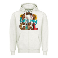 Oatmeal Heather love my girl baseball Zipper Hoodie - HRA Design Shop