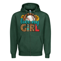 Sports Green love my girl baseball Zipper Hoodie - HRA Design Shop