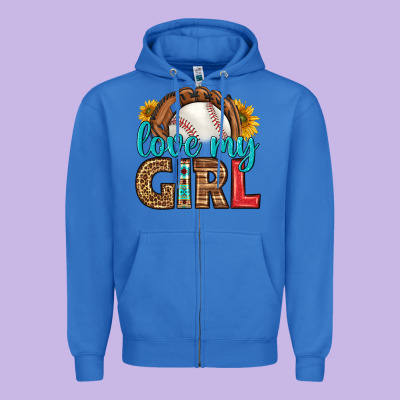 Love My Girl Baseball Zipper Hoodie Designed By Hra Design Shop