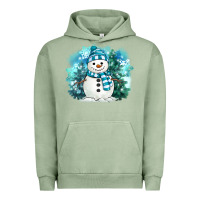 Pigment Oil Green winter snowman Urban Hoodie - MaliasSmallBusiness