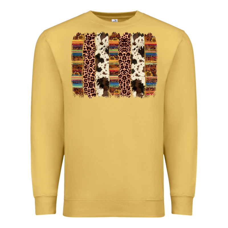 Serape Sunflower Cowhide Leopard Brushstroke Premium Sweatshirt by AdoDesignShop | Teevron
