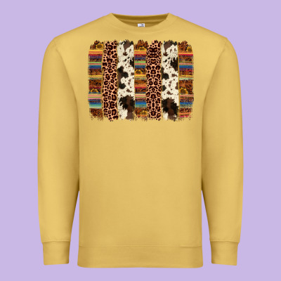 Serape Sunflower Cowhide Leopard Brushstroke Premium Sweatshirt Designed By Adodesignshop