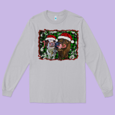 Christmas Heifers Long Sleeve Tee Designed By Ranaportraitstore