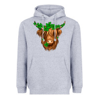 Heather Grey St. Patrick’s Day Long Hair Shaggy Cow Heavyweight Hoodie - Jasminsmagicworld