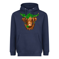Navy St. Patrick’s Day Long Hair Shaggy Cow Heavyweight Hoodie - Jasminsmagicworld