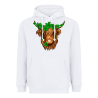 White St. Patrick’s Day Long Hair Shaggy Cow Heavyweight Hoodie - Jasminsmagicworld