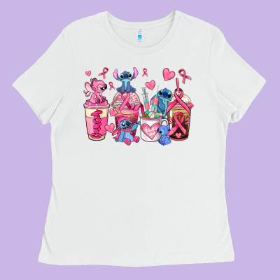Breast Cancer Stitch Coffee Cups Ladies Tee Designed By Adodesignshop