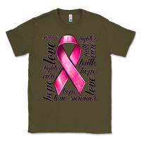Army Green Breast Cancer Ribbon Hope Love Faith Classic Tee - texasbilliewilder