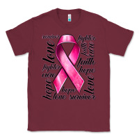 Burgundy Breast Cancer Ribbon Hope Love Faith Classic Tee - texasbilliewilder