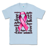 Dusty Blue Breast Cancer Ribbon Hope Love Faith Classic Tee - texasbilliewilder