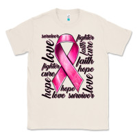Natural Breast Cancer Ribbon Hope Love Faith Classic Tee - texasbilliewilder