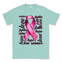 Seafoam Breast Cancer Ribbon Hope Love Faith Classic Tee - texasbilliewilder