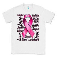 White Breast Cancer Ribbon Hope Love Faith Classic Tee - texasbilliewilder