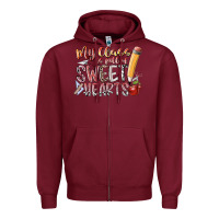 Burgundy my class is full of sweet hearts Zipper Hoodie - RacoonDesign