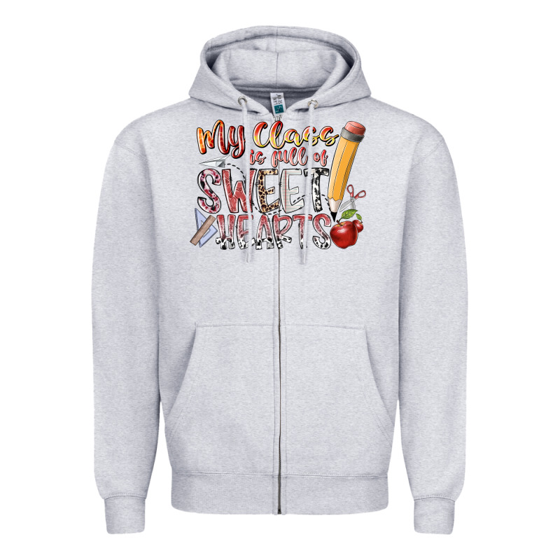 My Class Is Full Of Sweet Hearts Zipper Hoodie by RacoonDesign | Teevron