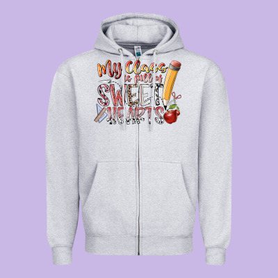 My Class Is Full Of Sweet Hearts Zipper Hoodie Designed By Racoondesign