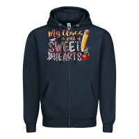 Navy my class is full of sweet hearts Zipper Hoodie - RacoonDesign