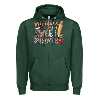 Sports Green my class is full of sweet hearts Zipper Hoodie - RacoonDesign