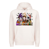 Pale Pink Happy Hallothanksmas heifers Premium Hoodie - NancyCooperArtShop