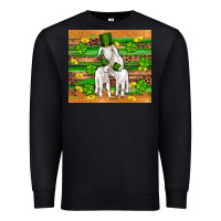 Black st patricks goat family shamrock gold serape leopard glitter wooden tu Premium Sweatshirt - Artiststas