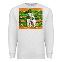 St Patricks Goat Family Shamrock Gold Serape Leopard Glitter Wooden Tu Premium Sweatshirt | Teevron