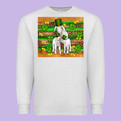 St Patricks Goat Family Shamrock Gold Serape Leopard Glitter Wooden Tu Premium Sweatshirt Designed By Artiststas