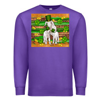 Purple st patricks goat family shamrock gold serape leopard glitter wooden tu Premium Sweatshirt - Artiststas