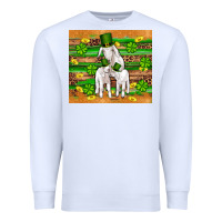 White st patricks goat family shamrock gold serape leopard glitter wooden tu Premium Sweatshirt - Artiststas