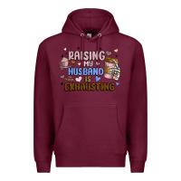 Burgundy raising my husband is exhausting Premium Hoodie - MaliasSmallBusiness