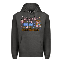 Charcoal Heather raising my husband is exhausting Premium Hoodie - MaliasSmallBusiness