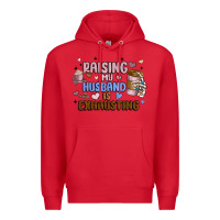 Red raising my husband is exhausting Premium Hoodie - MaliasSmallBusiness