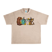 French Oak western love bull skull with gemstone and sunflowe Urban Heavy Tee - texasbilliewilder