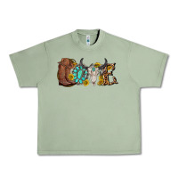 Oil Green western love bull skull with gemstone and sunflowe Urban Heavy Tee - texasbilliewilder