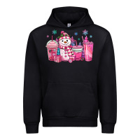 Black pink christmas snowman coffee cups Urban Hoodie - MaliasSmallBusiness
