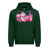 Forest Green pink christmas snowman coffee cups Urban Hoodie - MaliasSmallBusiness