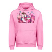 Fuchsia Pink pink christmas snowman coffee cups Urban Hoodie - MaliasSmallBusiness
